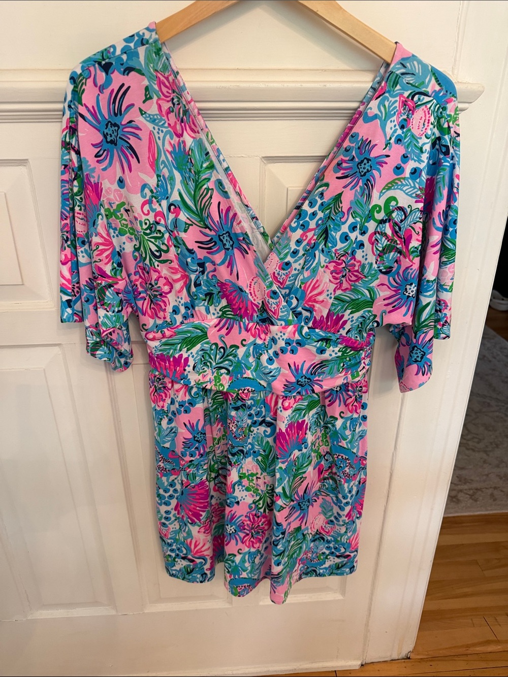 Lilly Pulitzer Pink, Blue & Green Floral Wrap Dress
